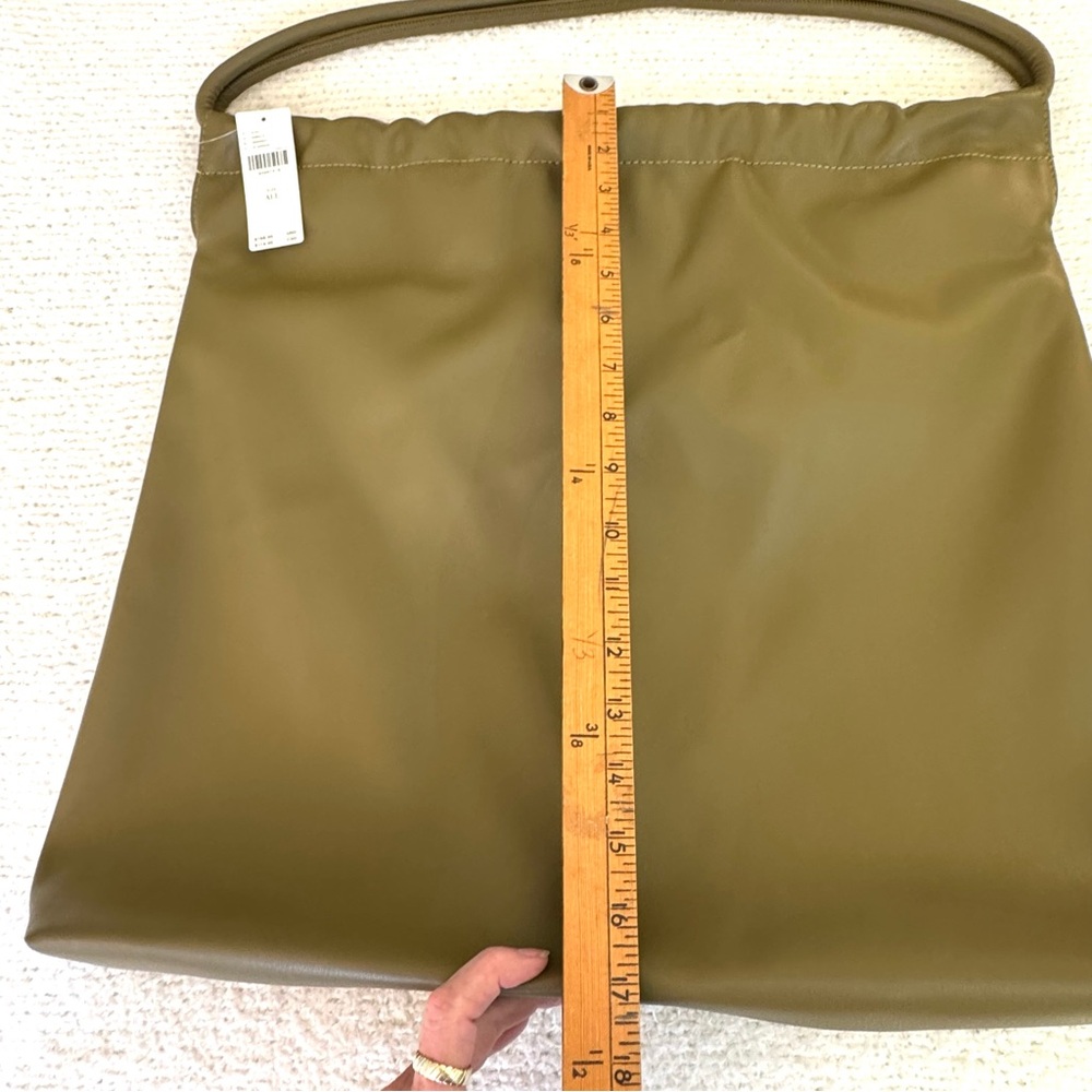 Anthropologie Large Scrunched Tote Olive Green - Picture 12 of 13